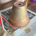 Gold Pink painted terracotta pot