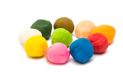 Multiple balls of play dough vary in colours